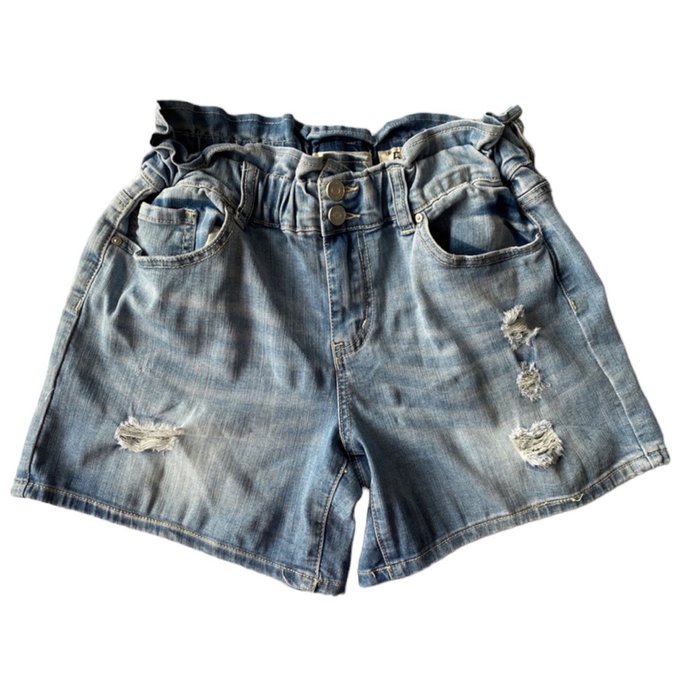 Índigo Rein Elastic Waist Denim Distressed Shorts Size 5‎